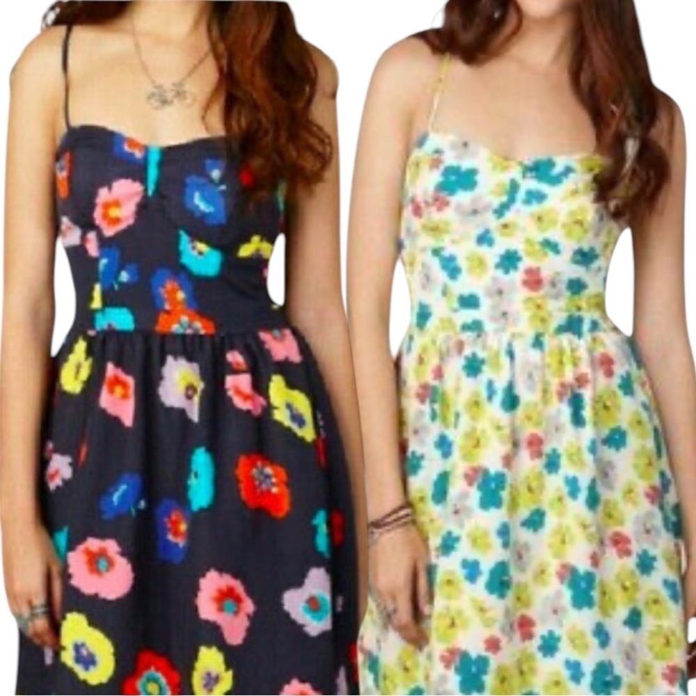 Two American Eagle Strappy Floral Mini Dresses Sz 0